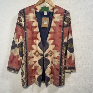 Oversized Vintage 80s‎ southwestern Boho Blazer dress power shoulder Size Small
